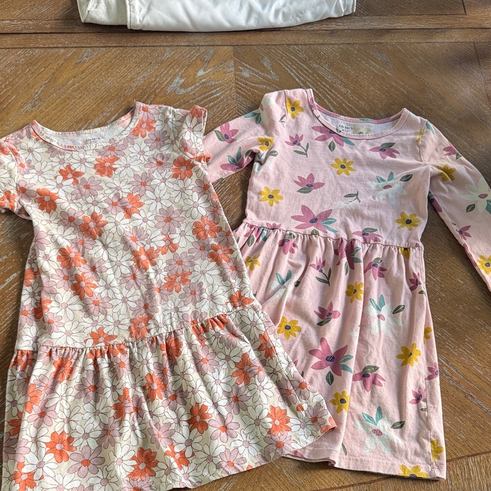 Girls' Floral Cotton Dress - Pink & Cream